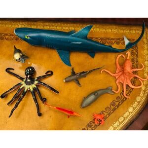 Marine Sea Life Creatures Ocean Animals Octopus Dolphin Sharks Set of 8